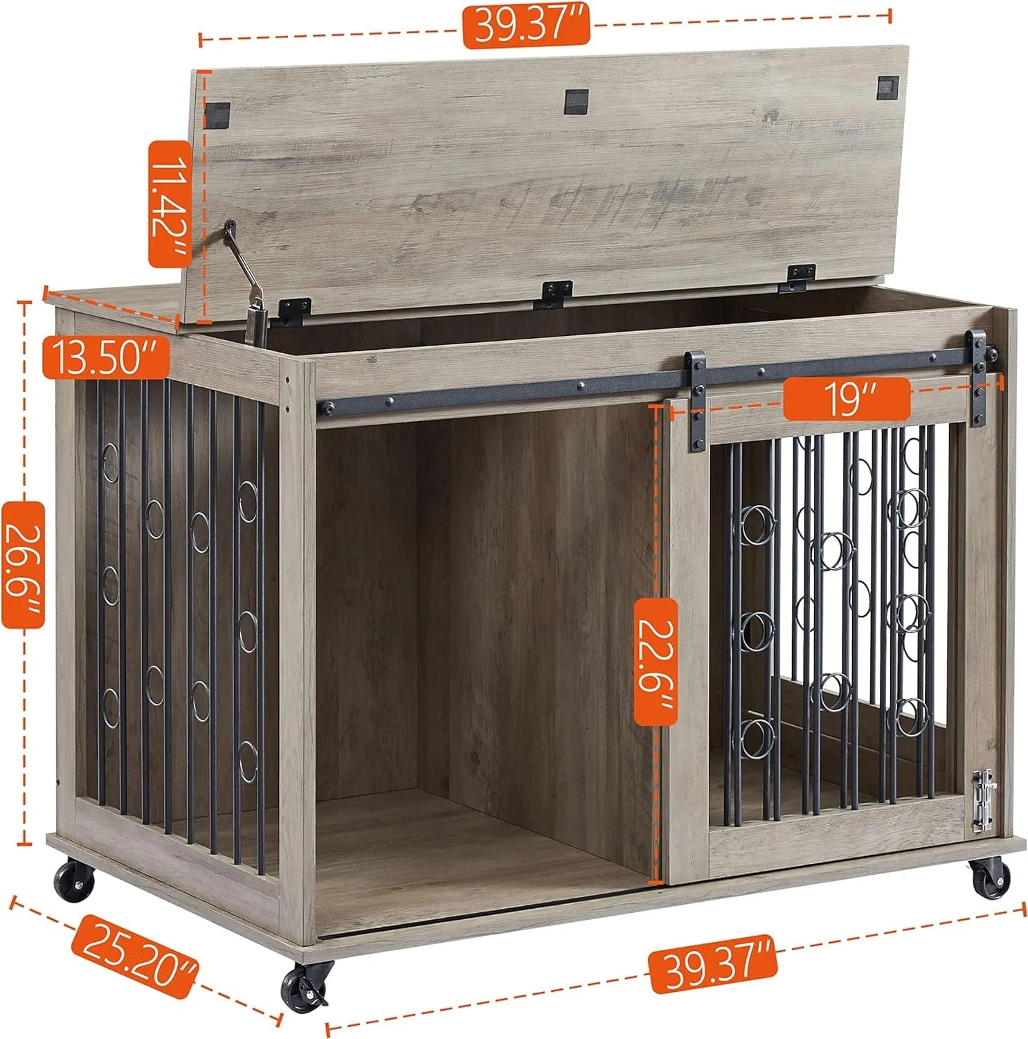 Sliding Door Dog Crate Table - Durable & Stylish Pet Kennel Furniture for Small to Medium Dogs - Perfect for Living Room, Bedroom or Office Use