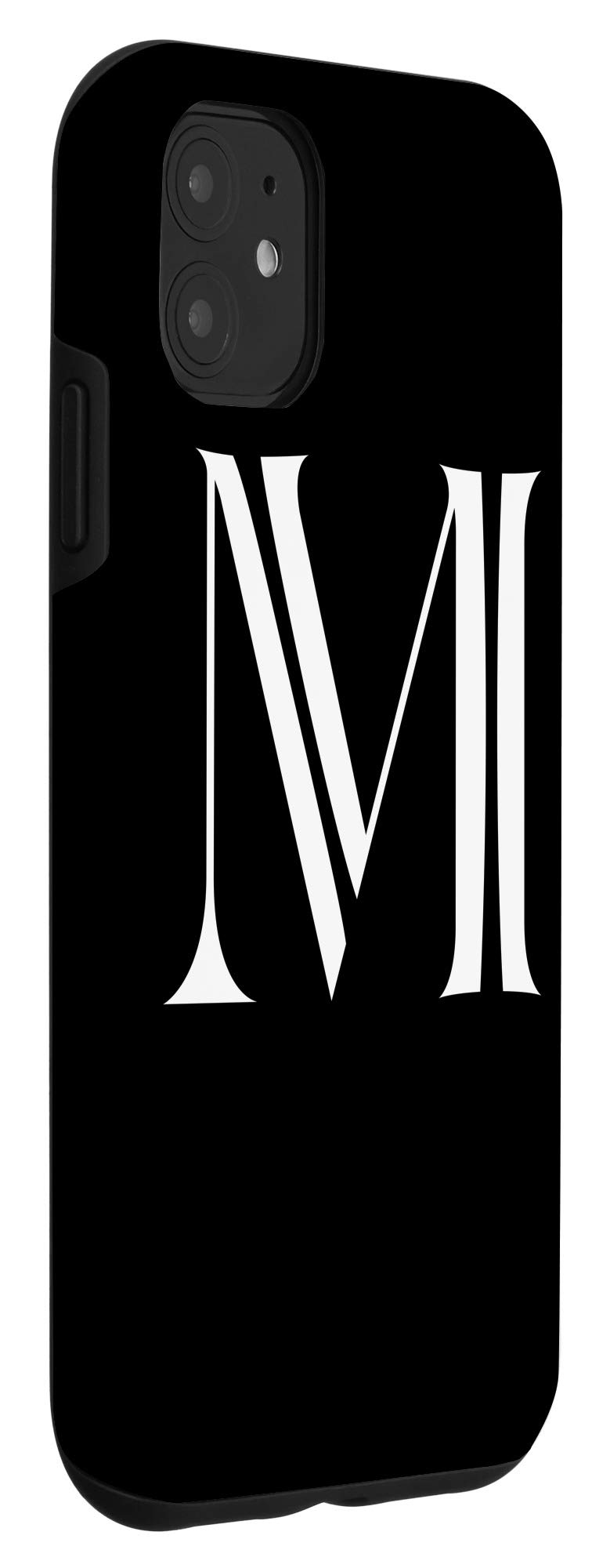 iPhone 11 Phone Case - Black Varsity Style Monogram Letter M Protective Cover | Slim Fit Shockproof Case for Daily Use, Work & School