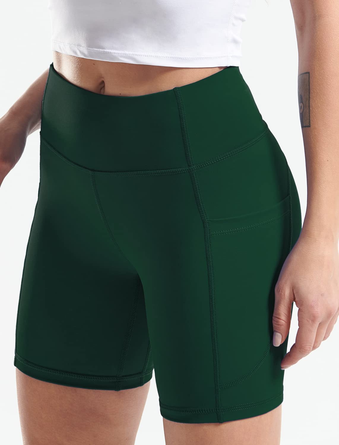 CADMUS High Waist Yoga Shorts for Women - 3/4/6/7/8 Inch Inseam - Naked Feeling Workout Running Biker Shorts - Perfect for Yoga, Gym, Running & Lounge Wear