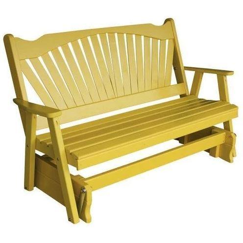 A&L Furniture Yellow Pine Fanback Glider Rocking Chair - Comfortable Wooden Porch Swing for Nursery, Living Room & Outdoor Relaxation