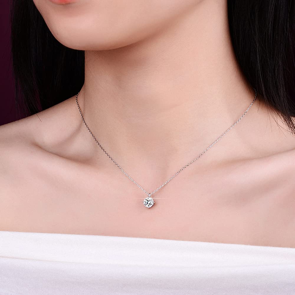 1CT Moissanite Diamond Pendant Necklace for Women - D Color VVS1 Clarity 925 Sterling Silver Jewelry | Elegant Wedding, Birthday & Anniversary Gift for Her | Perfect for Bridal, Date Night & Special Occasions