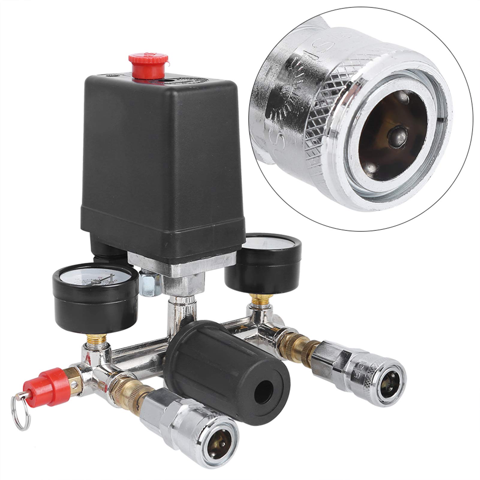 Air Compressor Pressure Control Switch Valve Manifold Regulator - Heavy Duty Pressure Regulator for Industrial & Home Workshop Use