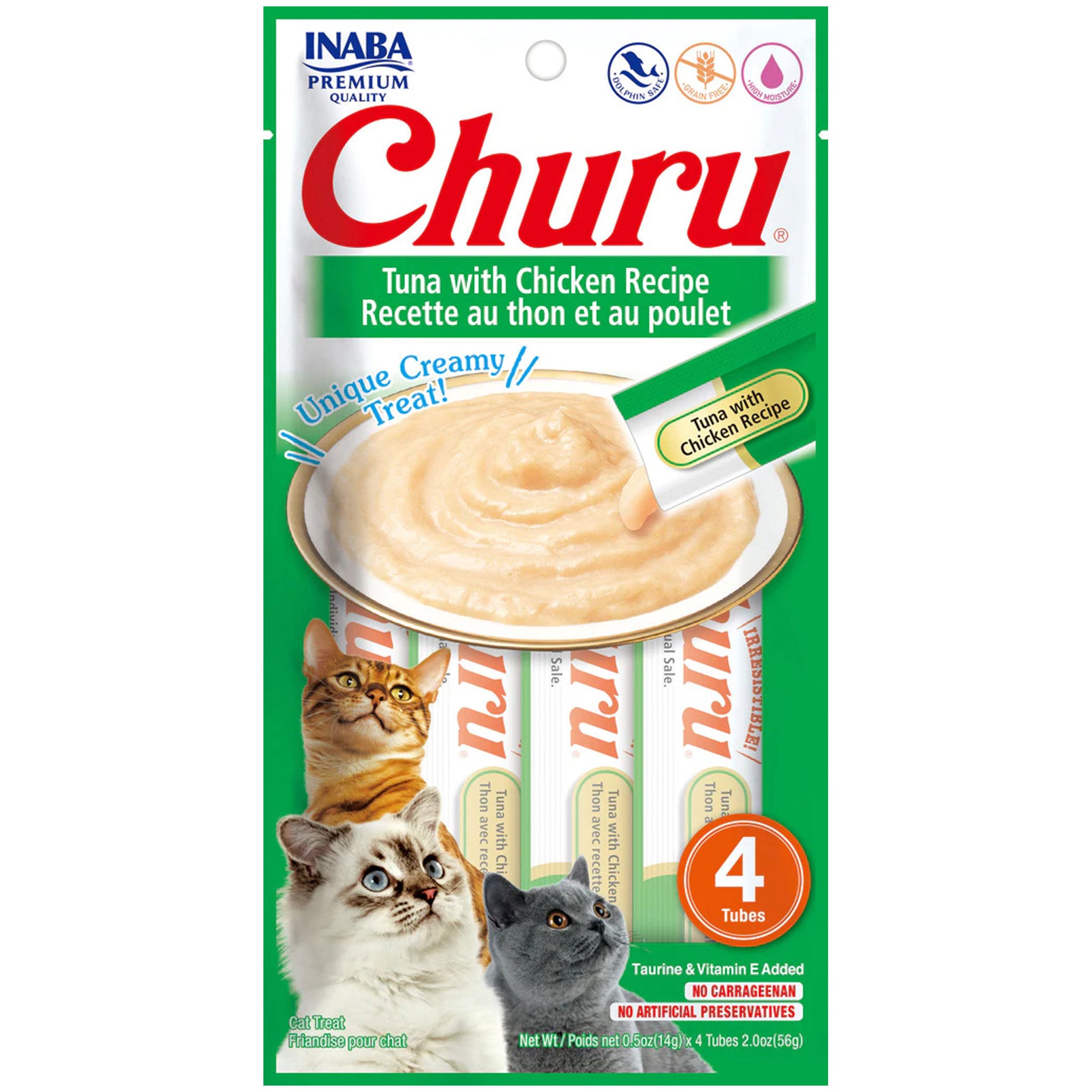 Inaba Churu Purees Tuna & Chicken Cat Treats 0.5oz - Delicious & Healthy Soft Cat Food Topper for Hydration & Bonding - Perfect for Picky Eaters, Senior Cats & Training Rewards