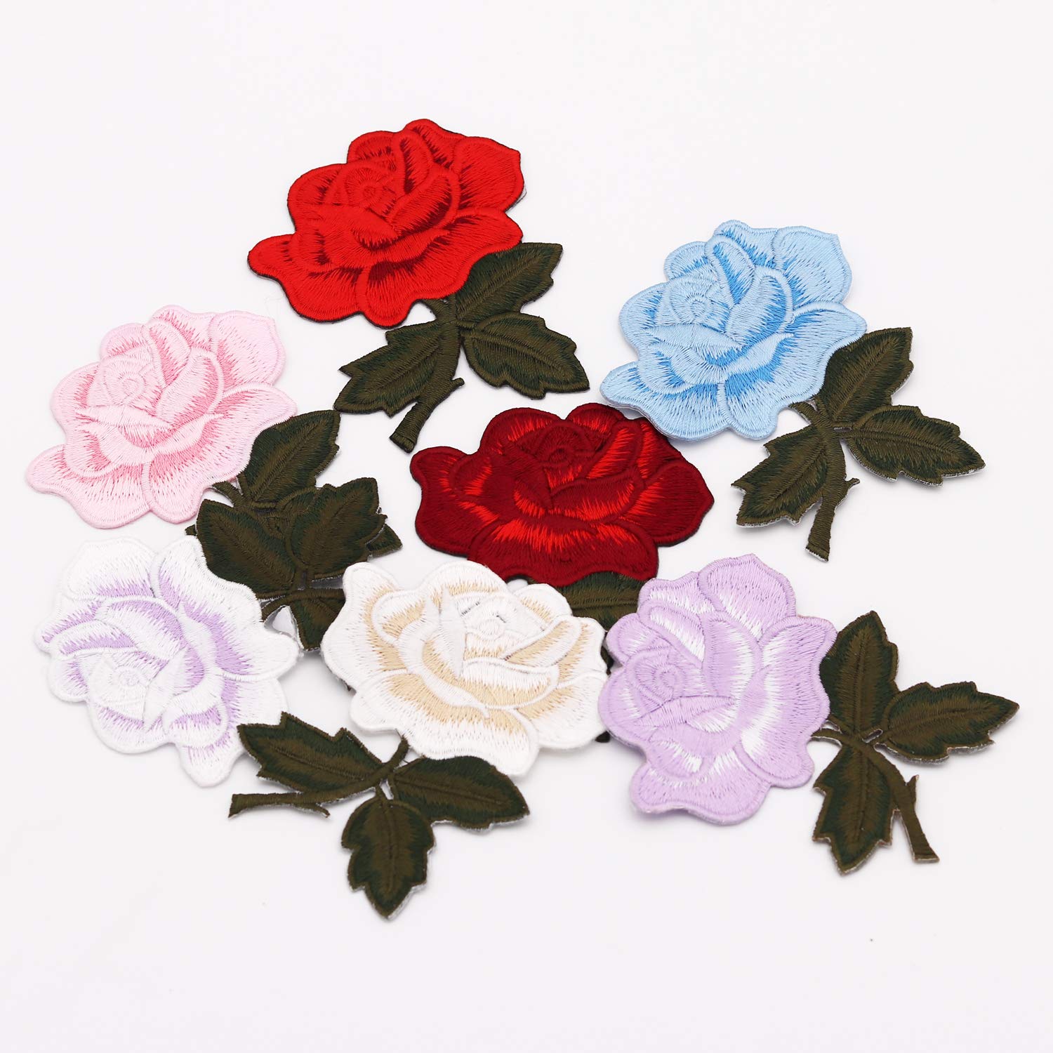 7pcs Embroidered Rose Flower Iron-On Patches for DIY Clothing & Accessories - Custom Sew On Applique for Jeans, Jackets, Kids Clothes, Bags, Backpacks, Hats & Crafts | Perfect for Denim Upcycling, Fashion Customization & DIY Gift Making (Roses 7pcs)