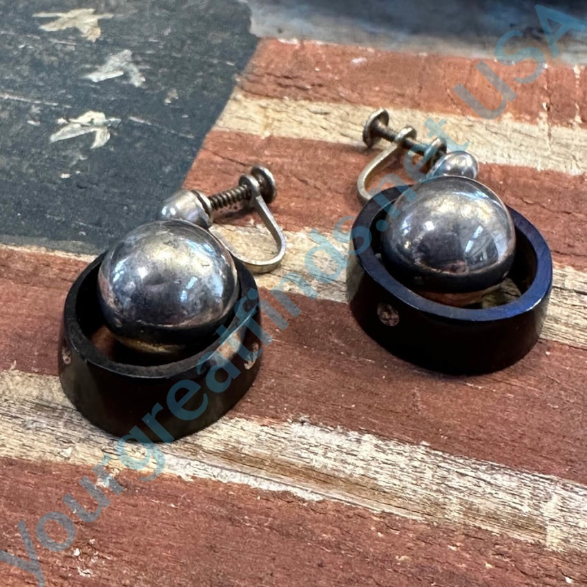 925 Sterling Silver Orb & Horn Ring Earrings Screw Back for Women | Boho Chic Jewelry for Everyday Wear & Special Occasions