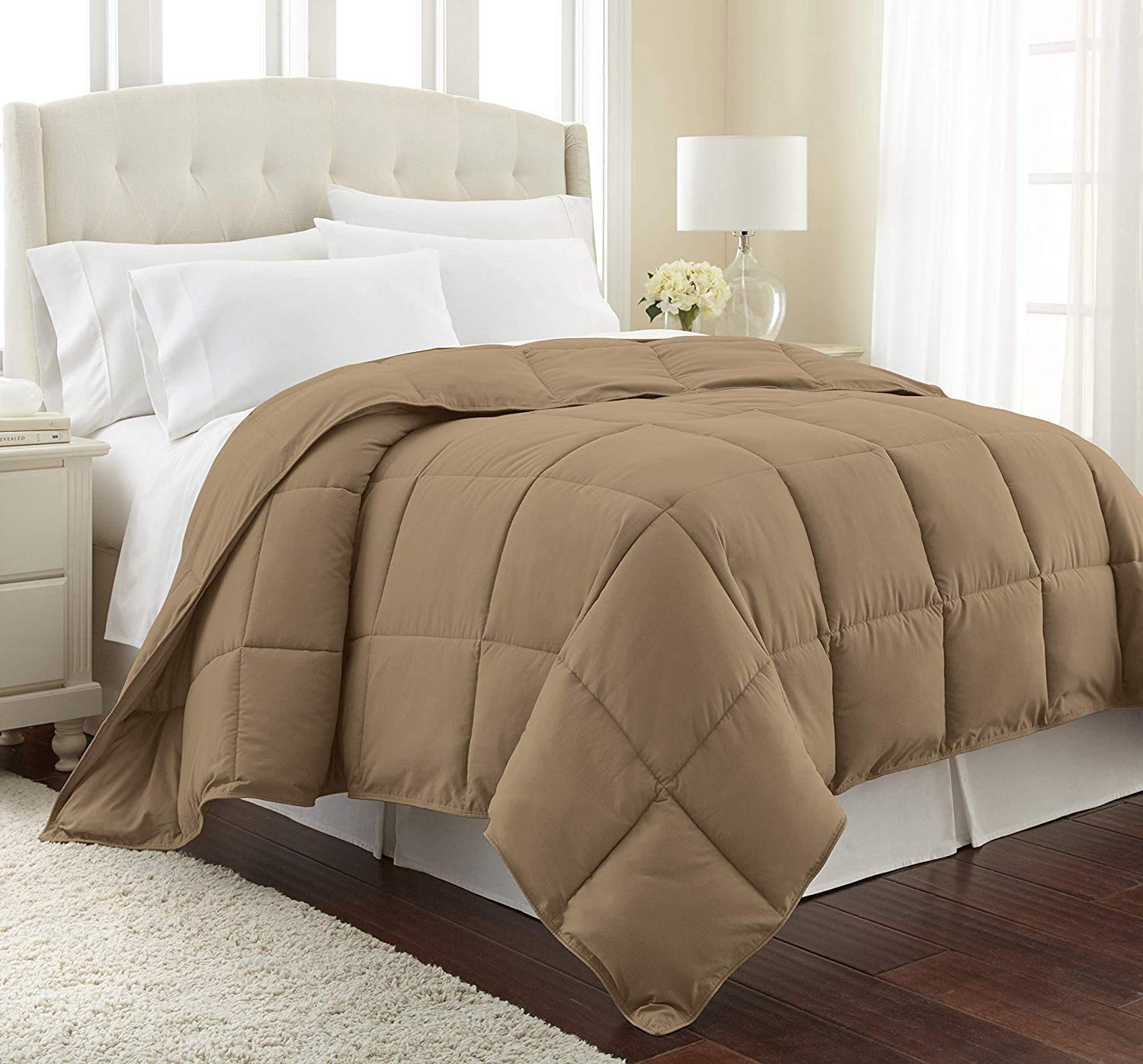 Premium 3-Piece Comforter Set - Ultra Soft All Season Down Alternative Bedding with 2 Pillow Shams | Quilted Duvet Insert | Machine Washable | Oversize King in Taupe | Perfect for Master Bedroom, Guest Room & Cozy Home Decor