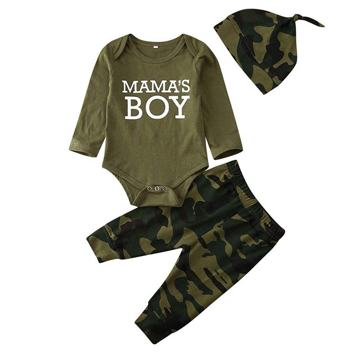 Baby Boy Outfit - Letter Print Romper with Long Pants & Hat 3-Piece Set | Newborn Infant Winter Clothes for Fall & Winter | Perfect for Family Photos, Holidays & Daily Wear