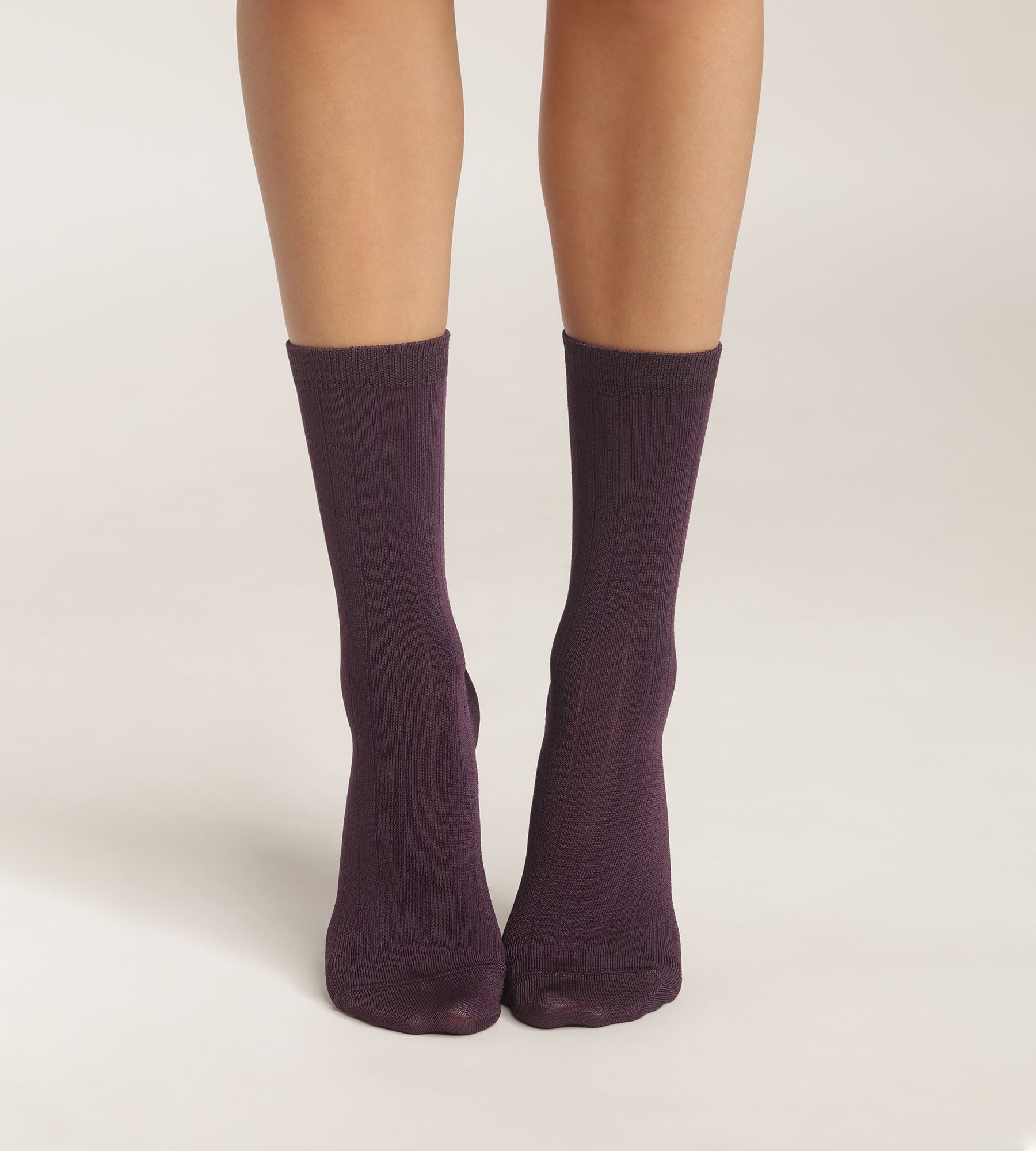 Premium Women's Ribbed Cotton Satin Socks in Violet - Soft & Comfortable for Everyday Wear, Work, and Relaxation at Home