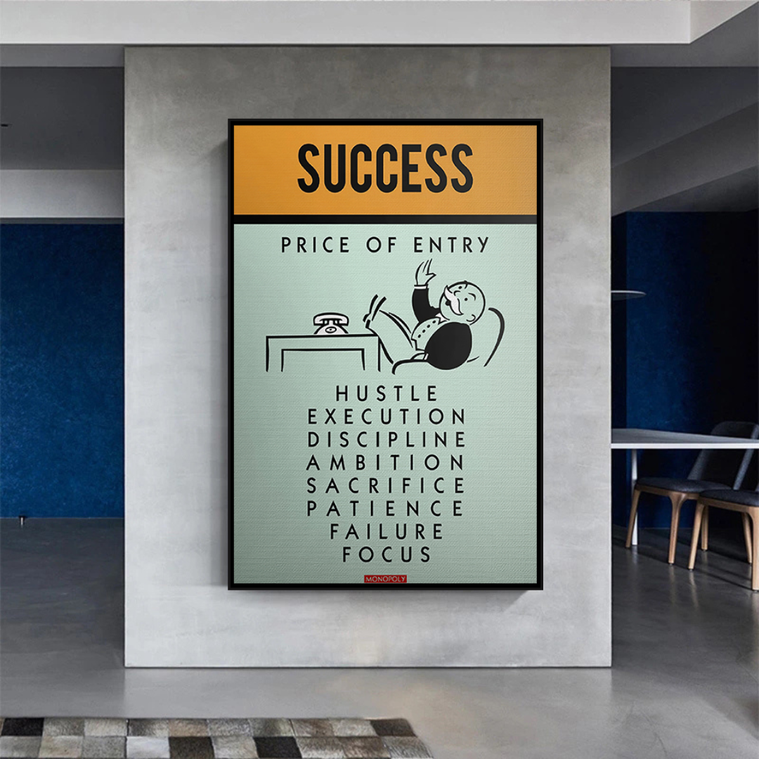Alec Monopoly Success Price of Entry Playing Card Canvas Wall Art - Pop Art Home Decor for Living Room, Office & Game Room