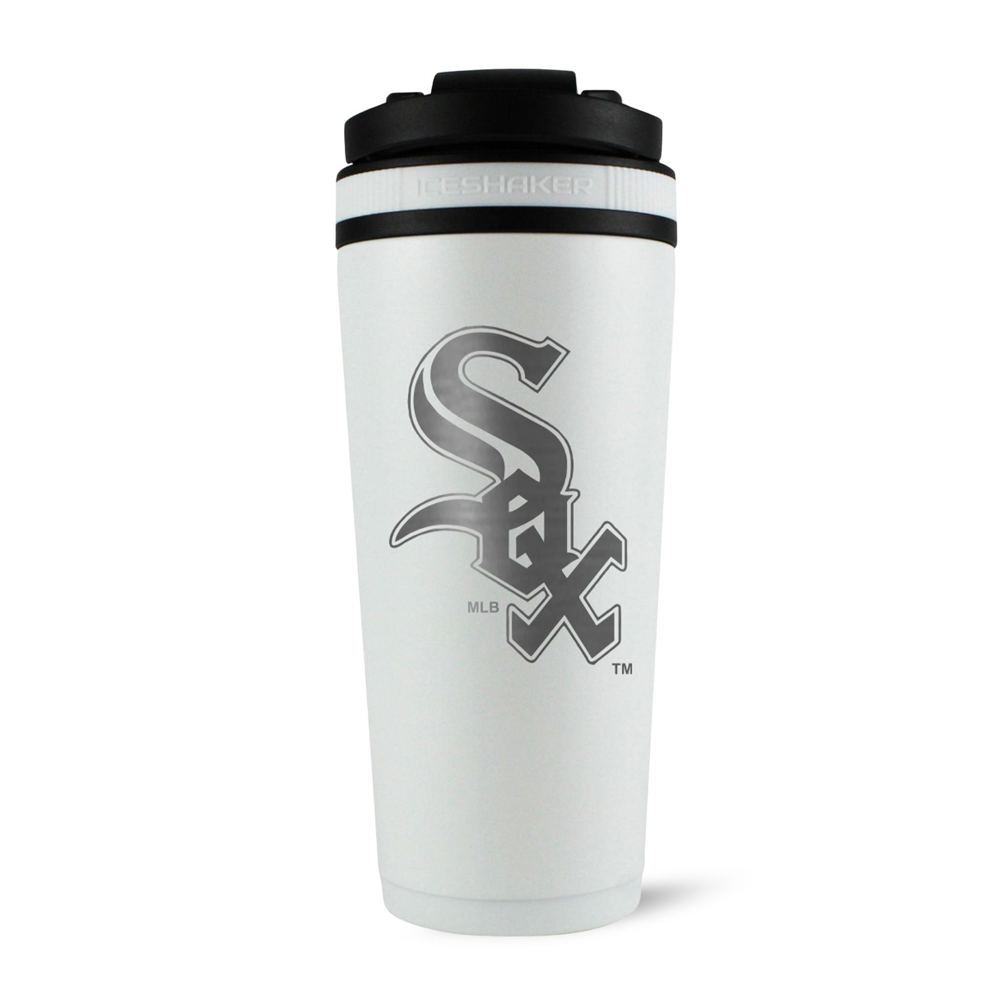 Official Chicago White Sox 26oz Insulated Stainless Steel Water Bottle & Ice Shaker - Perfect for Gym, Sports, Workouts & Outdoor Activities