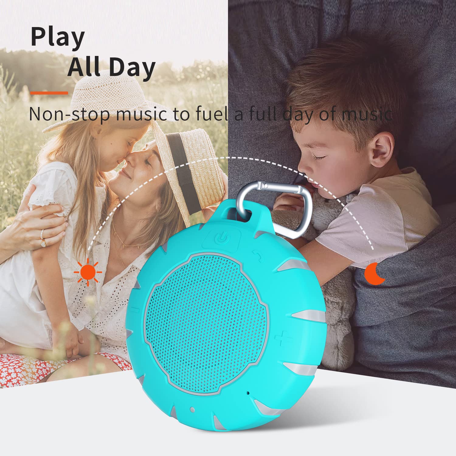 HEYSONG Waterproof Bluetooth Speaker - Portable Shower Speaker with HD Sound, IPX7 Waterproof for Pool, Beach, Kayaking - Perfect Gift for Women, Men, Teens - Great for Bathroom, Outdoor Adventures & Travel
