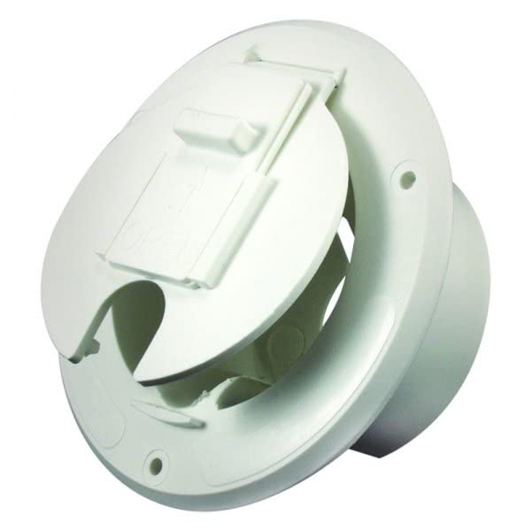 30 Amp Round Electric Cable Hatch - White Waterproof Outdoor Electrical Cover for RV, Boat & Marine Use