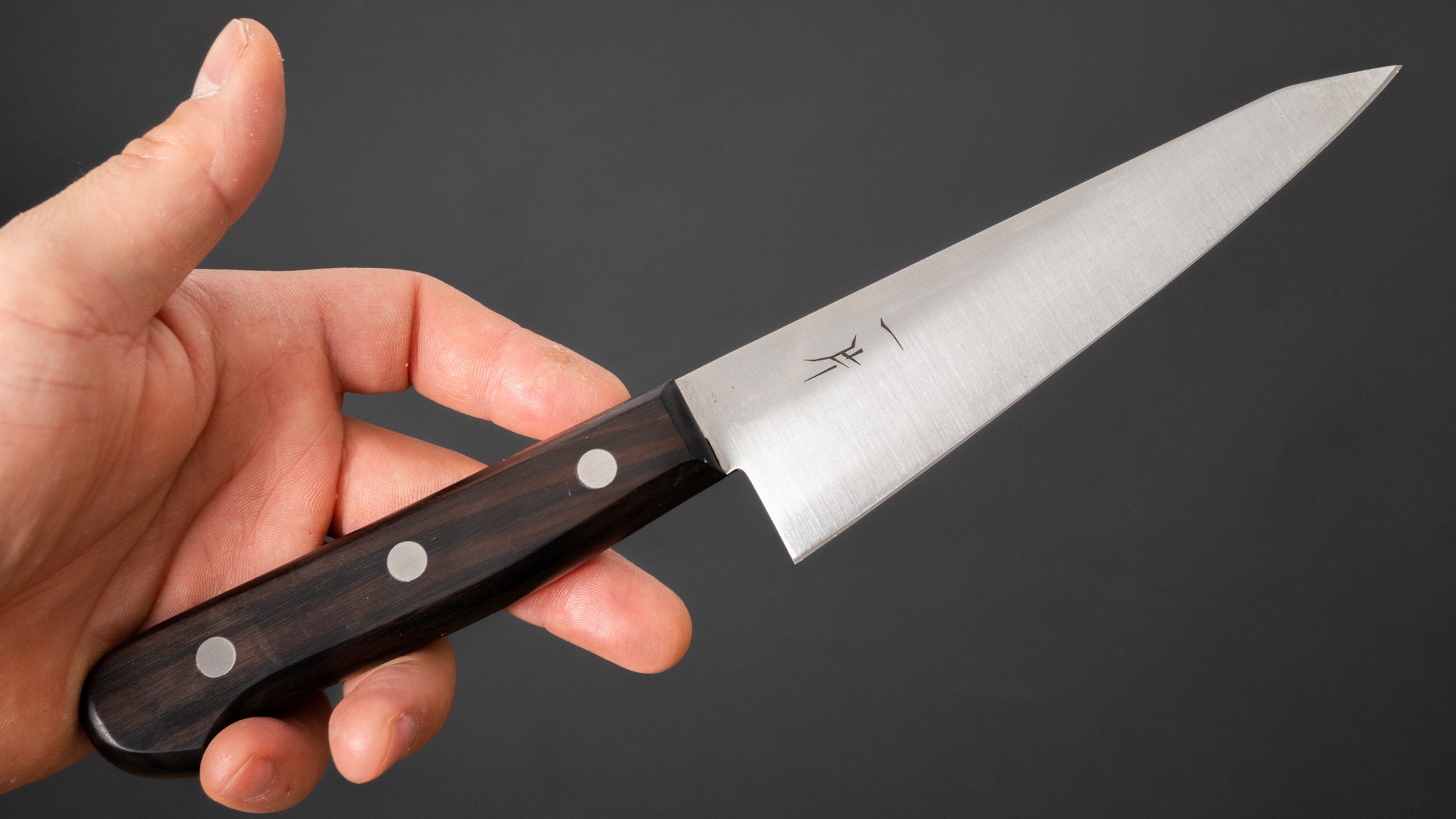 Hitohira Vintage SK Honesuki Japanese Boning Knife - Kaku Ebony Wood Handle (No Bolster) - Perfect for Butchers, Chefs & Home Cooks for Poultry & Meat Preparation