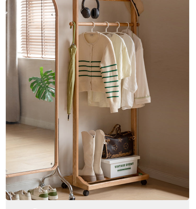 Premium Solid Oak & Birch Wood Wall Hanger - Adjustable Coat Rack for Jackets, Hats & Bags - Perfect for Entryway, Bedroom & Closet Organization