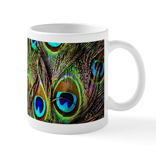 White - Peacock Feathers Invasion Mug