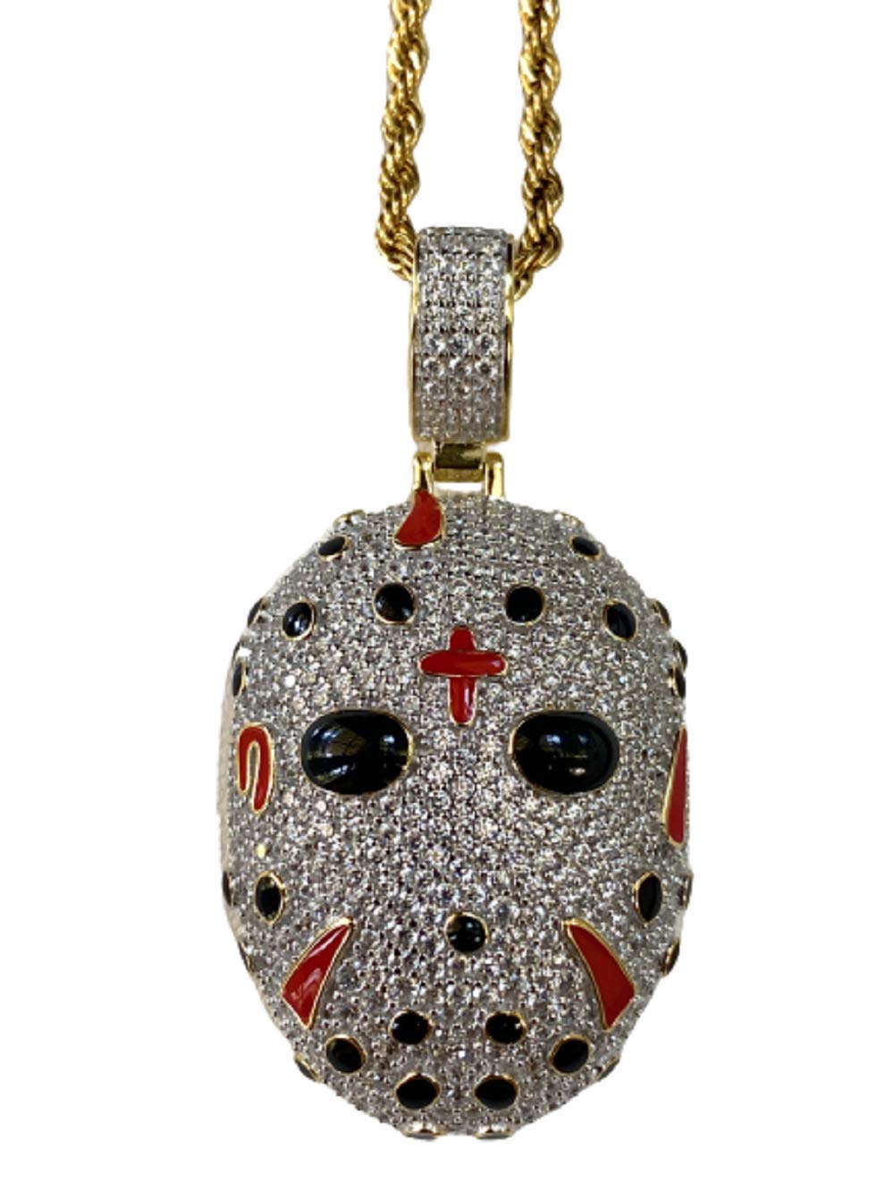 Custom Iced Out Pendant Necklace for Men & Women - 925 Italy Gold Finish Stainless Steel Chain with 3mm Rope Design (16