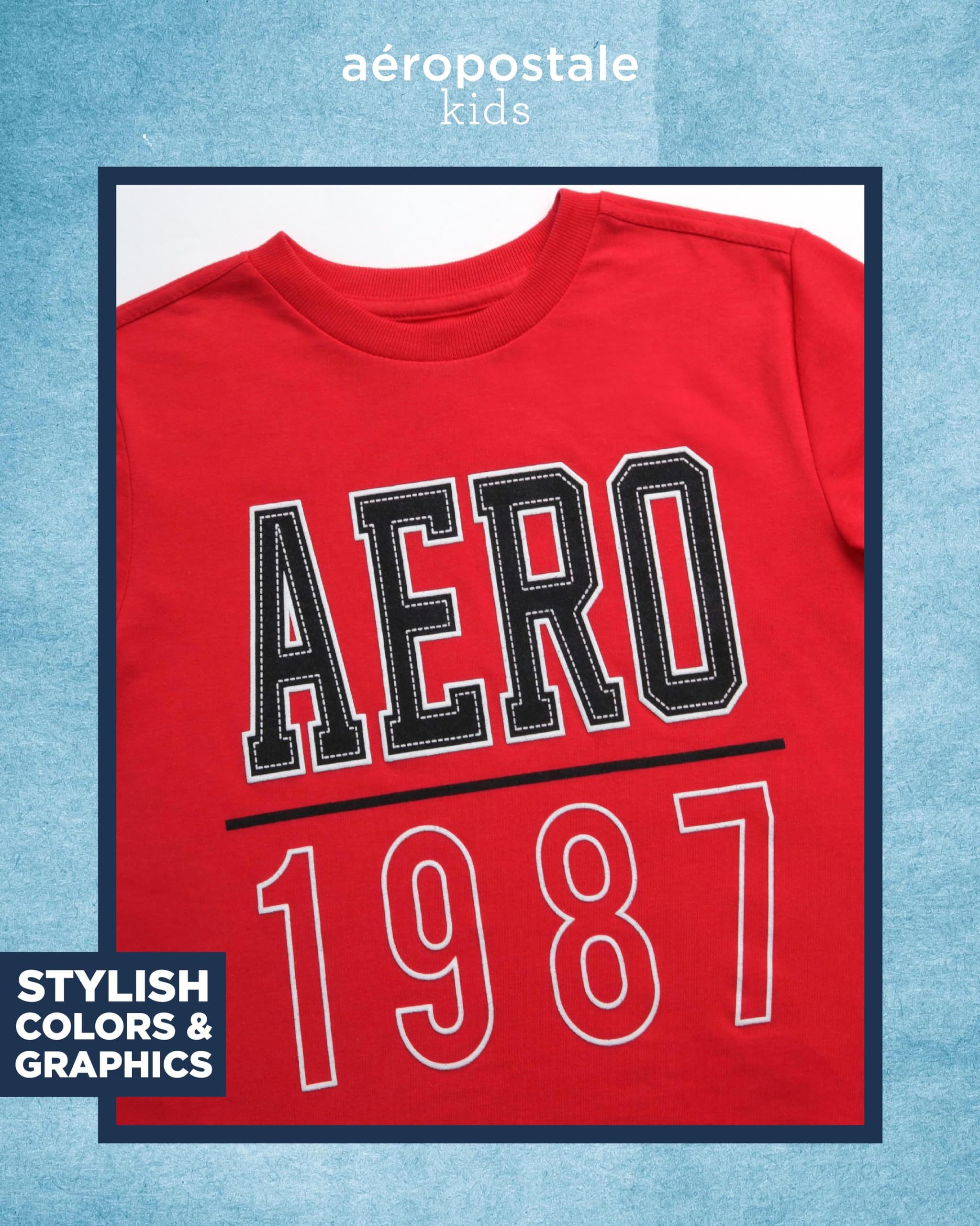 AEROPOSTALE Boys' Active Shorts Set - 2 Piece Short Sleeve T-Shirt & Breathable Mesh Gym Shorts - Comfortable Athletic Outfit for Boys Age 4-12 - Perfect for Sports, Gym, Playground & Summer Activities