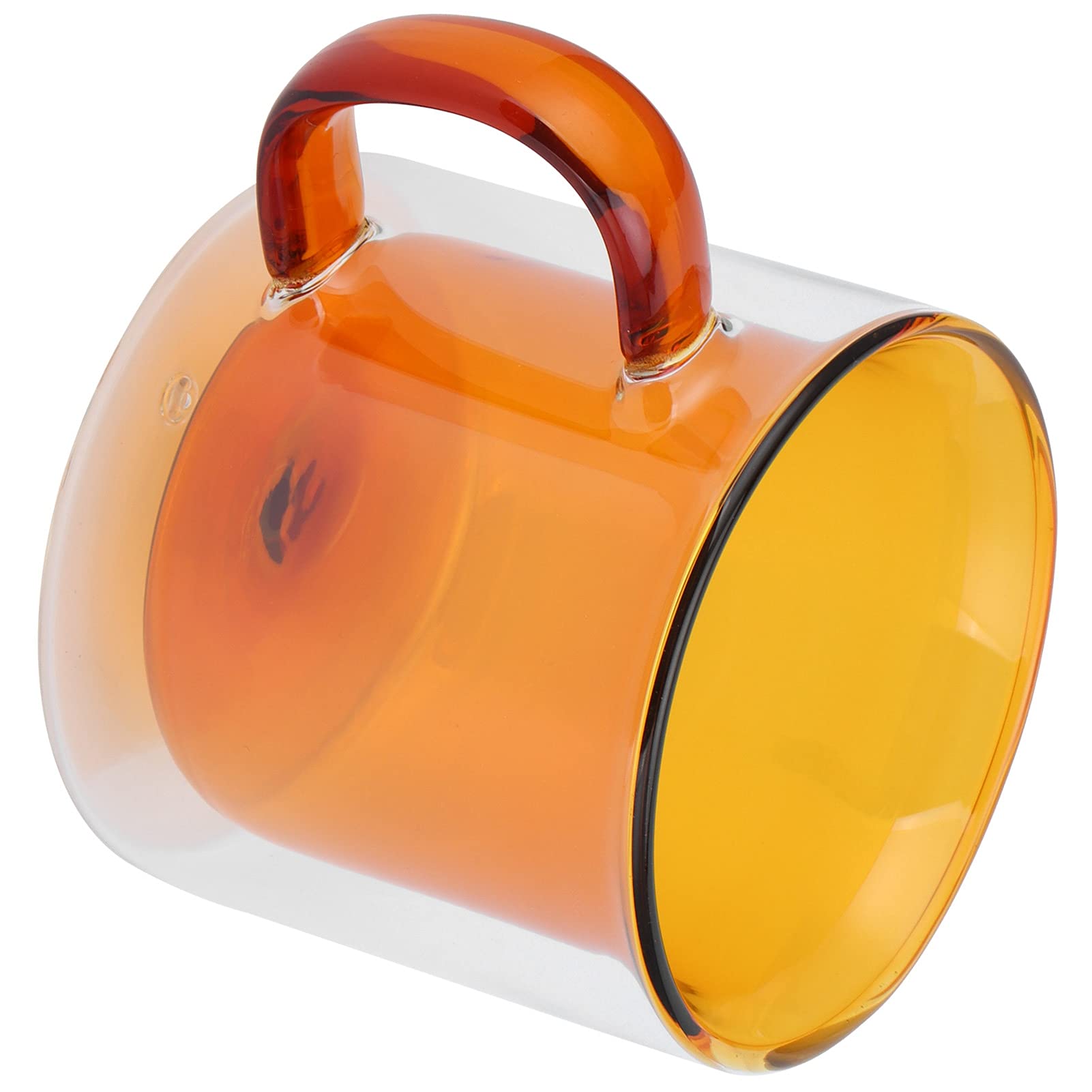 Premium 250ml Borosilicate Glass Coffee Mug - Double Wall Insulated Handmade Tea Cup for Hot & Cold Drinks - Perfect for Home, Office or Gifts (Yellow) - Enjoy Your Morning Coffee, Afternoon Tea or Late Night Milk