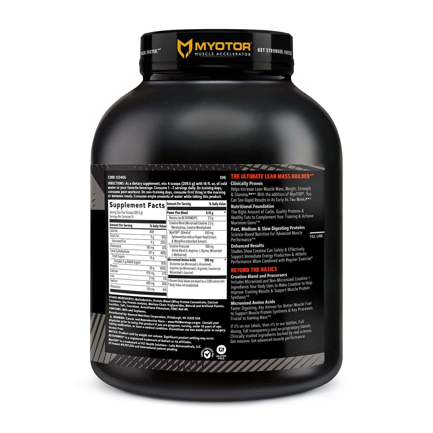 GNC AMP Mass XXX Mass Gainer Protein Powder - 50g Protein per Serving for Muscle Growth & Workout Recovery | MyoTor, BCAA & Creatine Formula | Strawberry Flavor (13 Servings) | Ideal for Bodybuilders, Athletes & Fitness Enthusiasts Post-Workout Nutrition