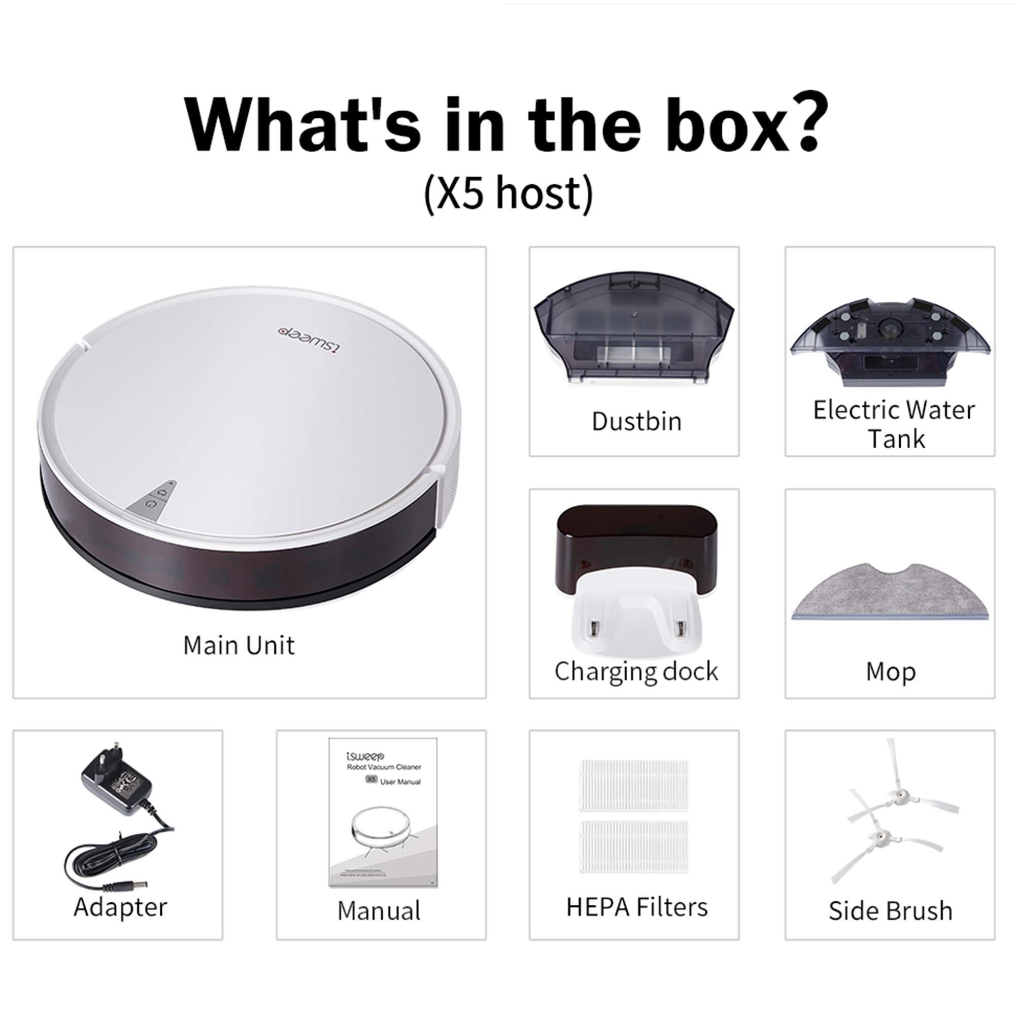 X5 Robot Vacuum Mop for Pet Hair - 2000Pa Suction, Self-Charging - Perfect for Hardwood & Carpets