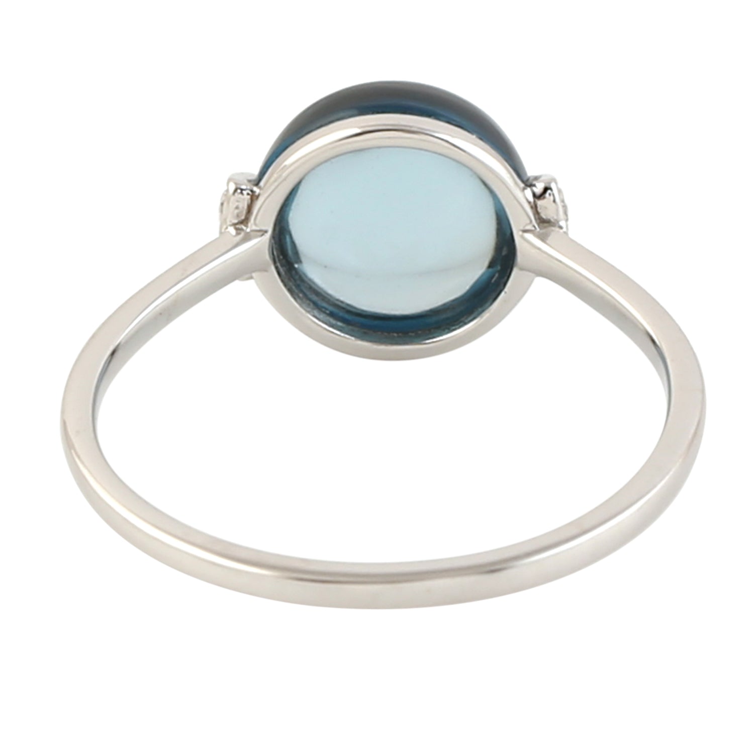 Blue Topaz Gemstone Pave Diamond 18k White Gold Ring for Women - Perfect for Engagement, Anniversary & Special Occasion Gifts