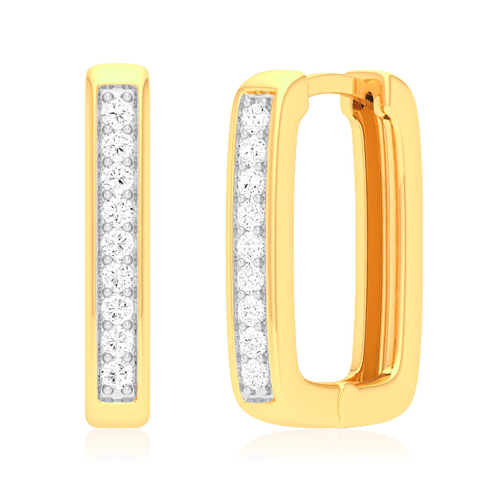 1/4 Carat Lab Grown Diamond Hoop Earrings in 9K Yellow Gold - Sparkling Luminesce Studs for Women, Perfect for Weddings, Parties & Everyday Elegance