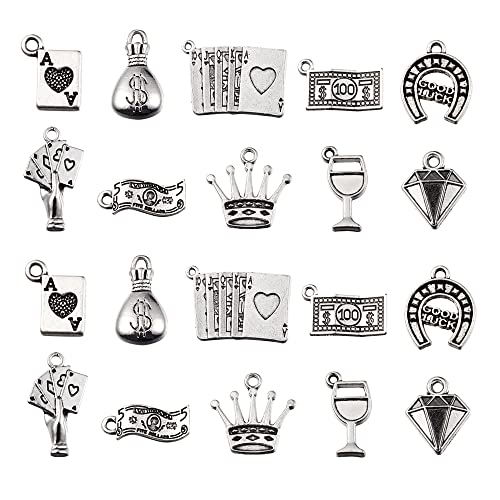 100pcs -Antique Silver Casino Theme