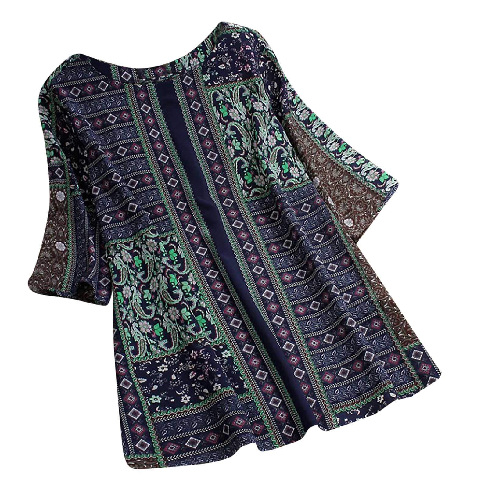 Women's Casual V-Neck Three-Quarter Sleeve Tops & Hawaiian Print Sweatshirts - Perfect for Beach Outings, Summer Vacations and Everyday Comfort Wear