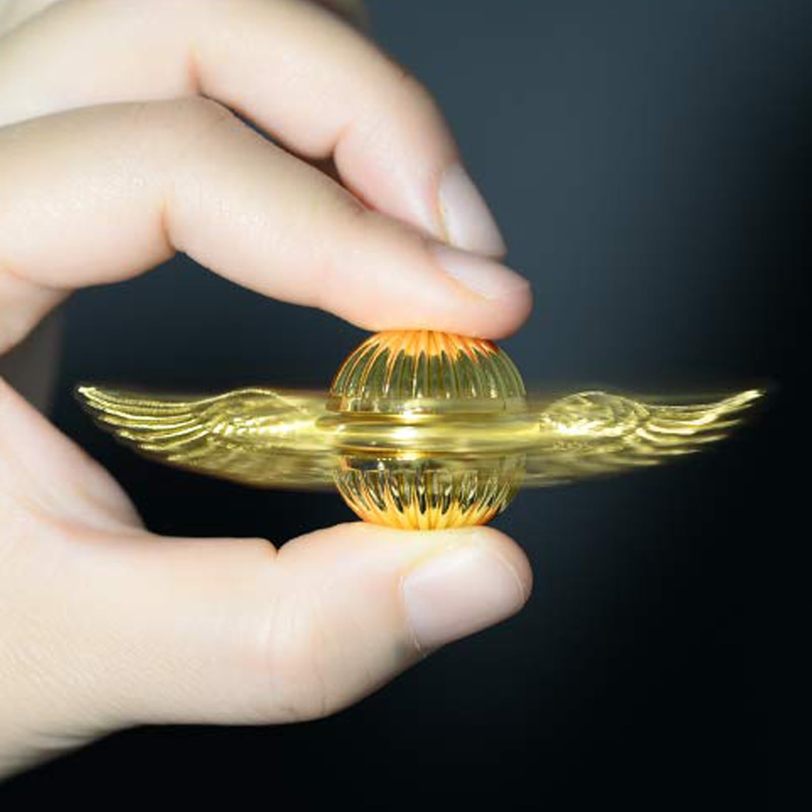 Premium Gold Fidget Spinner - Magic Orb Anxiety Relief Toy for Stress & Focus | Tri-Spinner Hand Bearing Finger Fidgets for Adults & Kids | Perfect for Office, School, Travel & ADHD Therapy