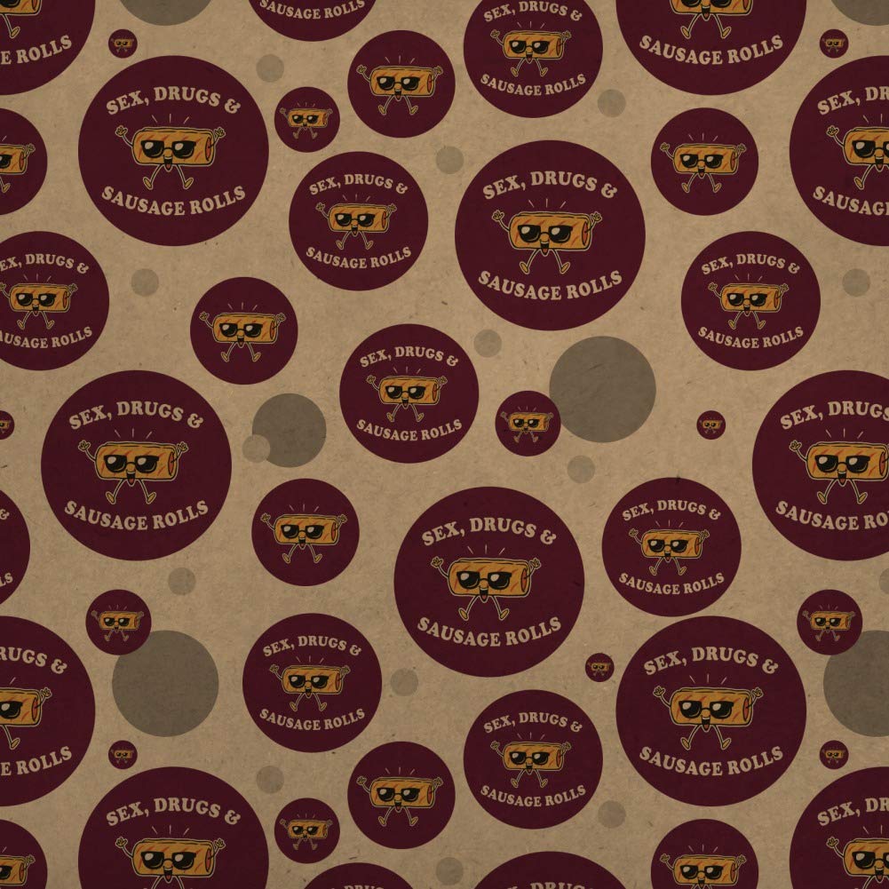 Funny Humor Wrapping Paper Roll - Premium Kraft Gift Wrap with 'Sex Drugs and Sausage Rolls' Graphic Design | Perfect for Birthday Gifts, Christmas Presents & Party Decorations