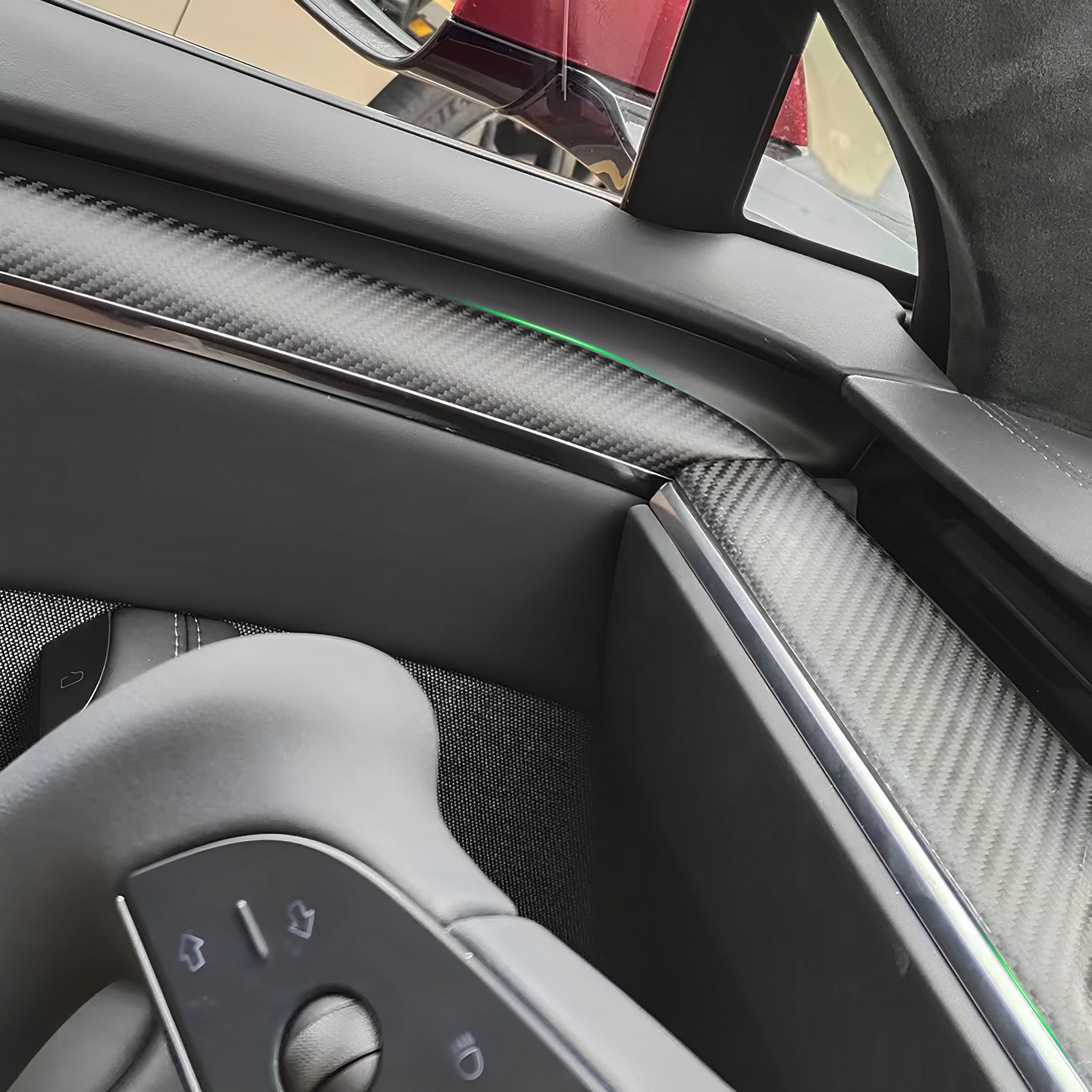 Premium Carbon Fiber Dashboard & Door Trim Kit for 2021-2023 Tesla Model S & Model X - YESLAK Interior Upgrade | Luxury Car Accessories for Enhanced Driving Experience