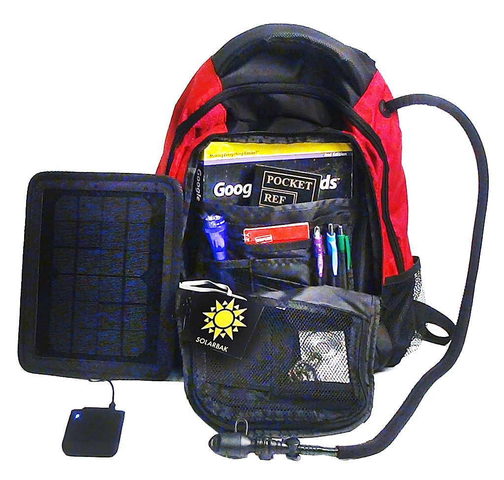 Solar Powered Backpack with 12k mAh Battery - Portable Charging for Phones & Devices, Black & Blue Hiking Backpack - Perfect for Outdoor Adventures, Travel & Emergency Power Supply