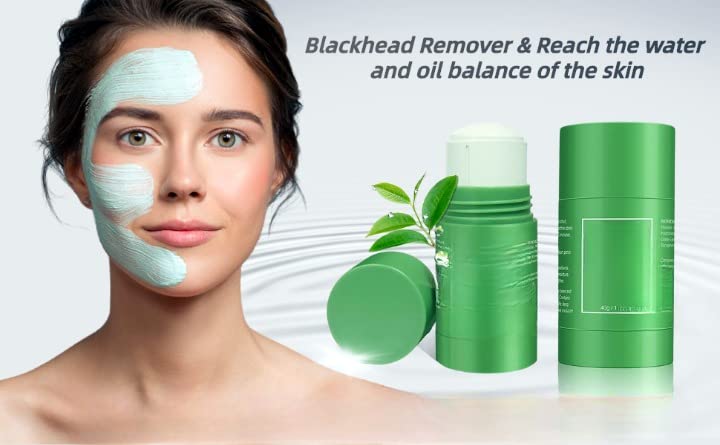 VBA Green Tea Stick Face Mask - Blackhead Remover & Acne Treatment | Oil Control & Deep Pore Cleansing | Purifying Clay Stick Mask for Men & Women (1 Pack) | Perfect for Daily Skincare & Travel