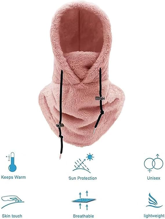 Moonycozy Sherpa Hood Ski Mask - Adjustable Winter Face Mask for Men & Women - Warm Fleece Lined Hoodie for Skiing, Snowboarding & Outdoor Activities