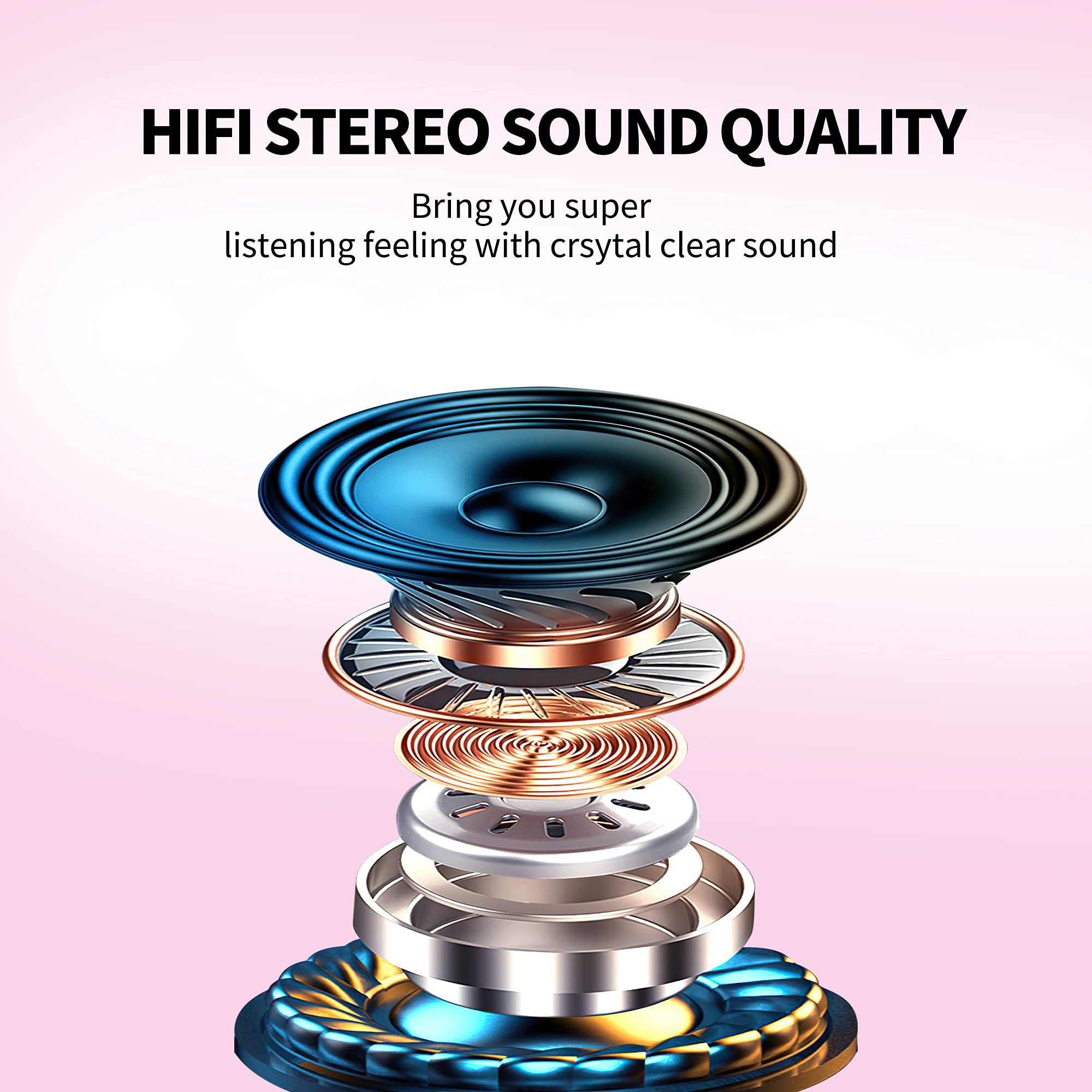 Pink Wireless Earbuds Bluetooth 5.1, 36H Playtime - Perfect for Girls' Workouts & Travel