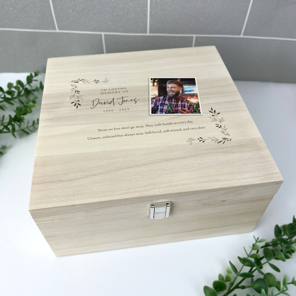 Personalized Luxury Square Wooden 28cm Photo Memory Keepsake Box - Perfect for Wedding, Anniversary, and Family Photo Storage