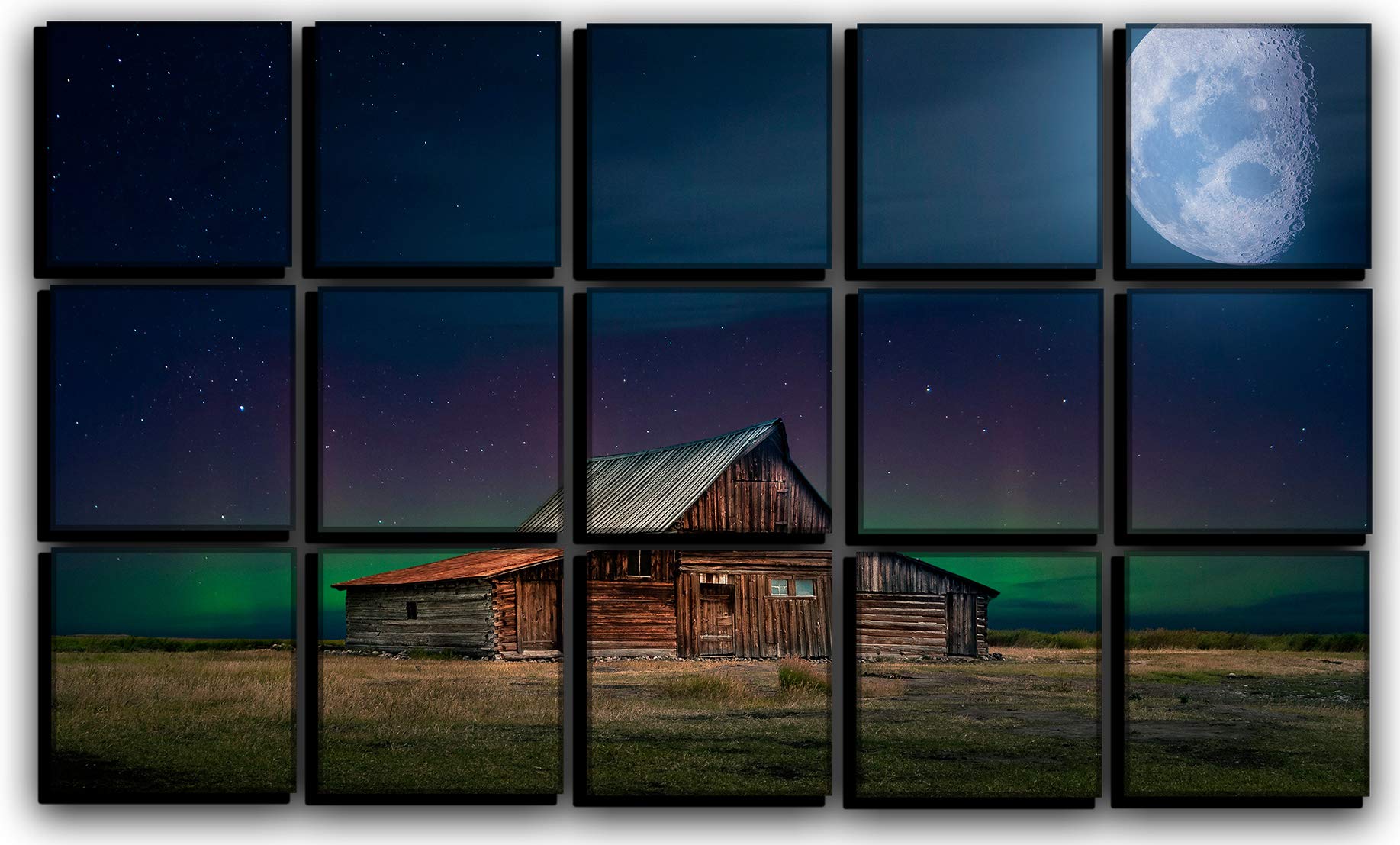 15-Piece Moon Sky Wall Art Canvas Print Set - Nature Themed Northern Lights Painting Decor for Living Room & Bedroom (30x50 Inches) | Perfect for Home, Office & Gift Giving