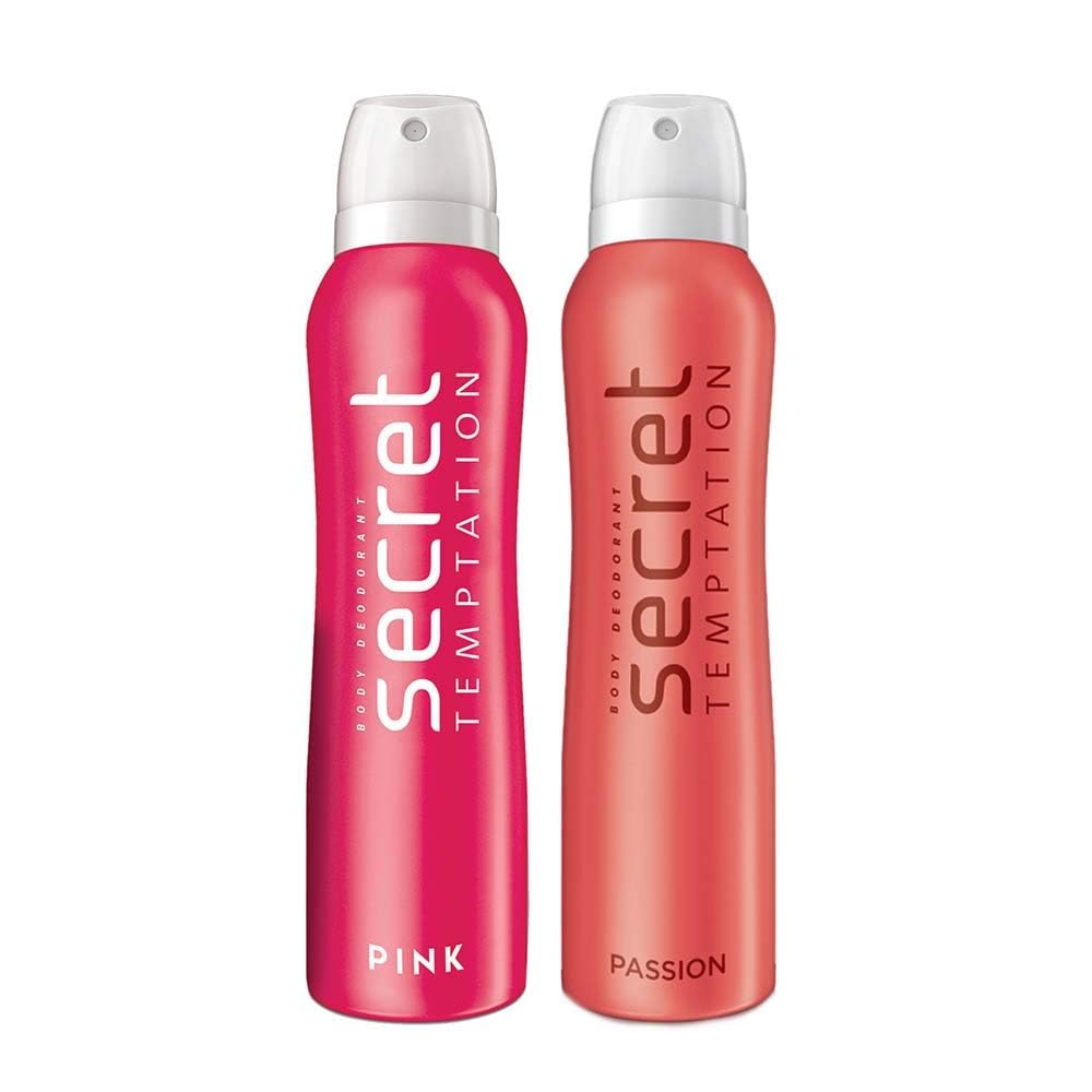 Secret Temptation Passion & Pink Women's Deodorant Combo Pack - 2 x 150ml Long-Lasting Freshness for Workouts, Dates & Daily Confidence Boost