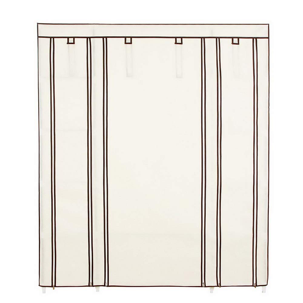 Portable Wardrobe Closet Organizer with Double Rod & 12 Shelves - 69-Inch Large Clothes Storage Cabinet in Beige | Non-Woven Fabric Armoire for Bedroom, Closet & Dorm Organization | Perfect for Seasonal Clothes, Shoes & Accessories Storage