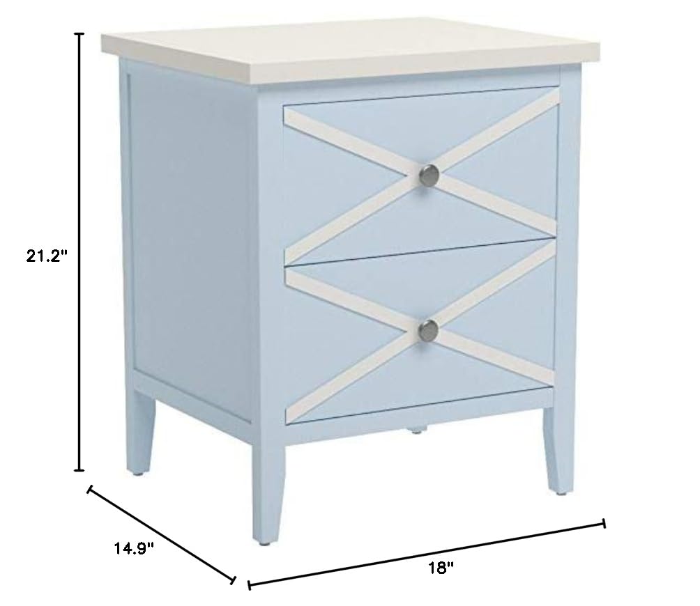 Safavieh American Homes Collection Sherrilyn Light Blue 2-Drawer Side Table - Nightstand for Bedroom, Living Room Accent Table, Small Storage End Table - Perfect for Home Decor & Organization