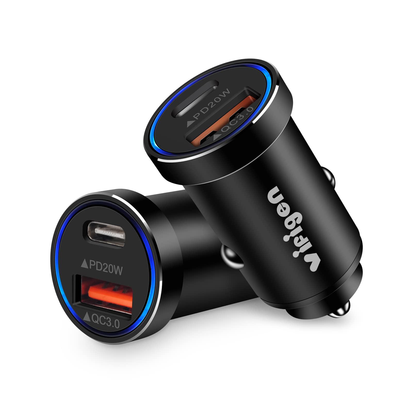 Vifigen 38W USB C Car Charger - Super Fast Charging Type C Cigarette Lighter Adapter - Compatible with iPhone 13/12/11, iPad, Samsung Galaxy S22/S21/A53/A13/A03, Google Pixel - Perfect for Road Trips & Daily Commutes