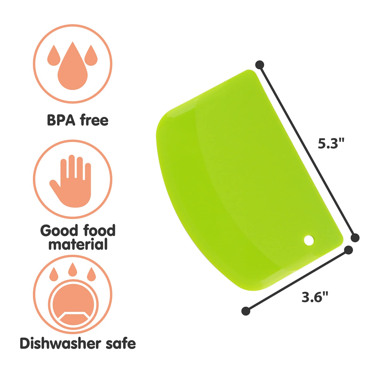 Grafken 2-Pack Plastic Dough Scraper Set - Multi-Purpose Kitchen Tool for Baking, Pastry, Pizza & Bread Dough - Bench Scraper, Bowl Spatula & Fondant Icing Cutter - Perfect for Home Bakers & Professional Chefs