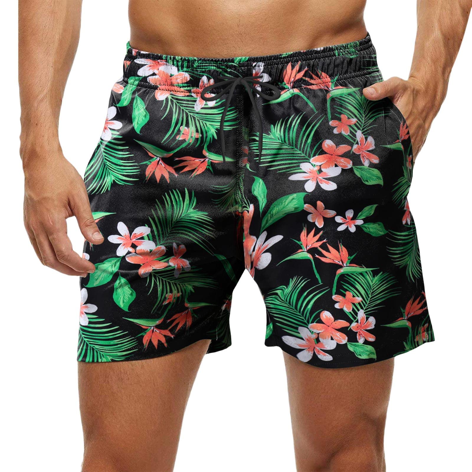 **Men's Printed Board Shorts - Quick-Dry Swim Trunks for Beach, Pool & Summer Activities - Comfortable & Stylish Father's Day Gift (Red, XL)**