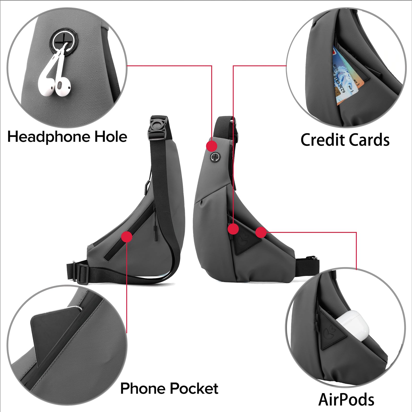 MAYMOONER Anti-Theft Sling Bag for Men & Women - Lightweight Chest Backpack for Hiking, Biking & Travel