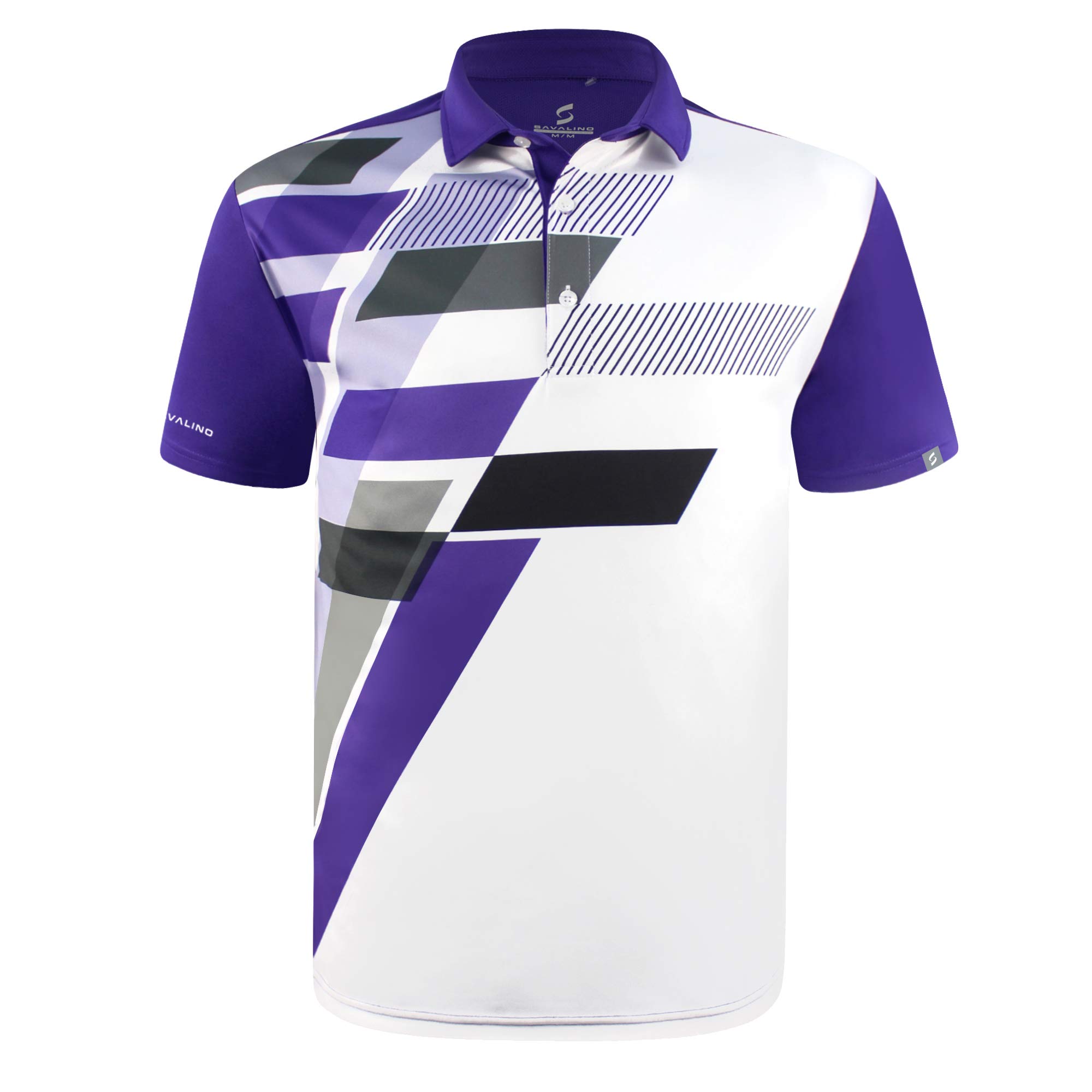 SAVALINO Men's Quick-Dry Bowling Polo Shirts - Moisture Wicking Performance Shirt (Sizes S-6XL) - Perfect for Bowling Leagues, Casual Wear & Outdoor Activities