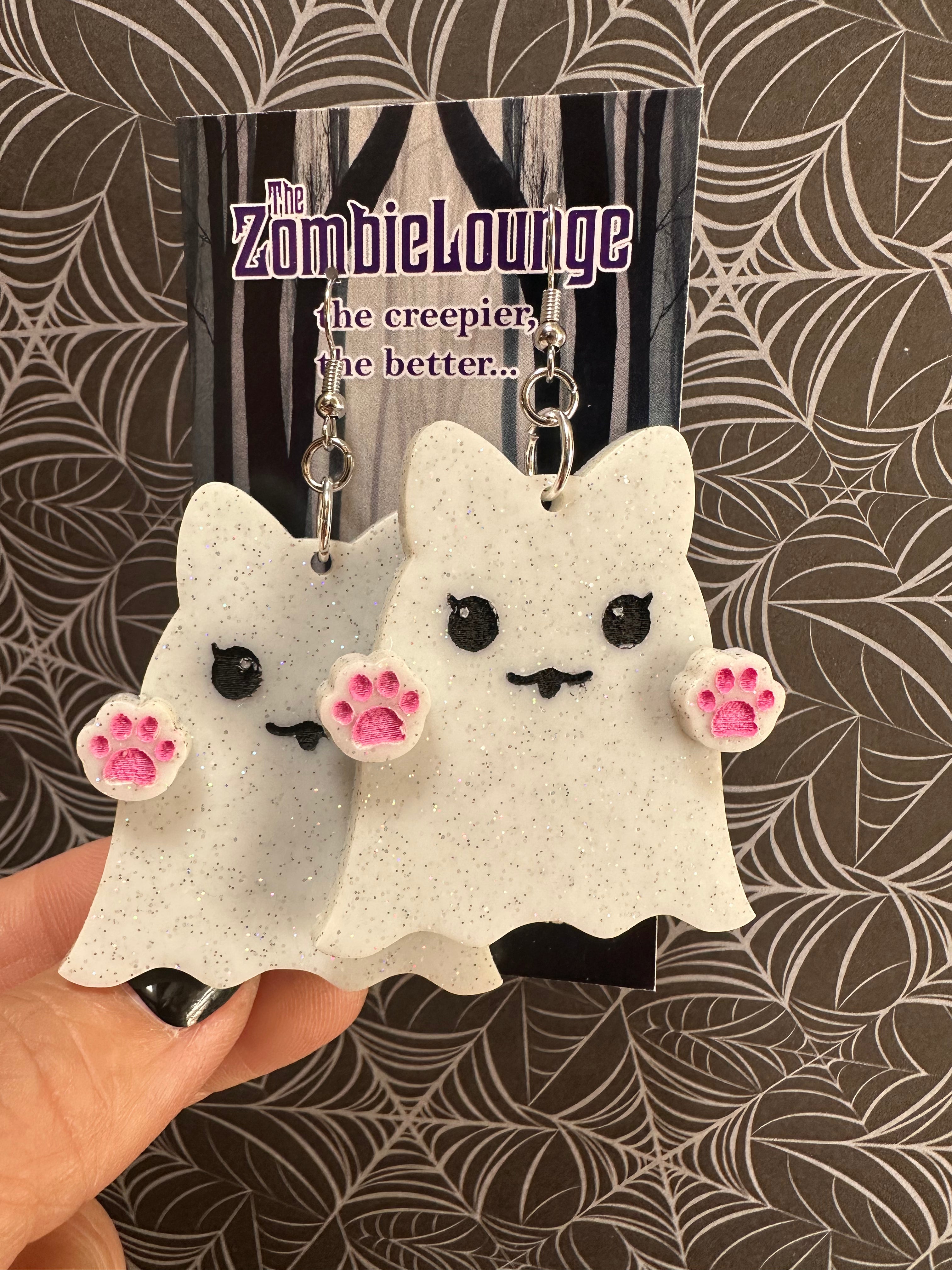 Ghost Kitty Earrings - Cute Halloween Cat Jewelry for Women & Girls | Perfect for Costume Parties, Cosplay & Spooky Fashion