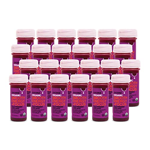 Organic Nootropic Drink Shot with Adaptogens & Caffeine - Cold Pressed Juice Shots for Energy & Brain Focus (Ashwagandha, Ginseng, Lion's Mane) - USDA Certified, 24 Pack - Perfect for Workouts, Study Sessions & Mental Clarity
