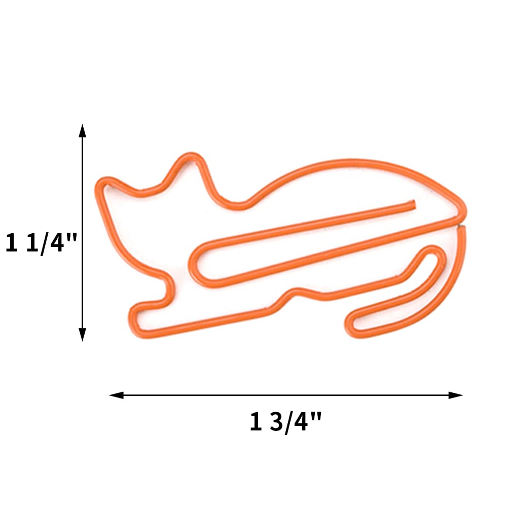 100 PCS Cute Cat Shaped Paper Clips - Fun Animal Office Supplies (1.75