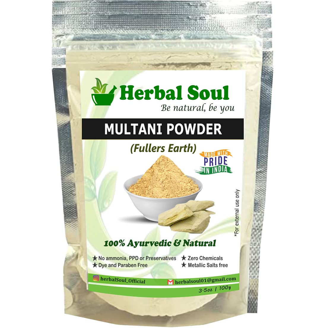 Herbal Soul Combo Pack - Neem Powder, Multani Powder & Orange Peel Powder (300g) | Natural Skin Care, Hair Treatment & Ayurvedic Beauty Solution for Glowing Skin & Healthy Hair
