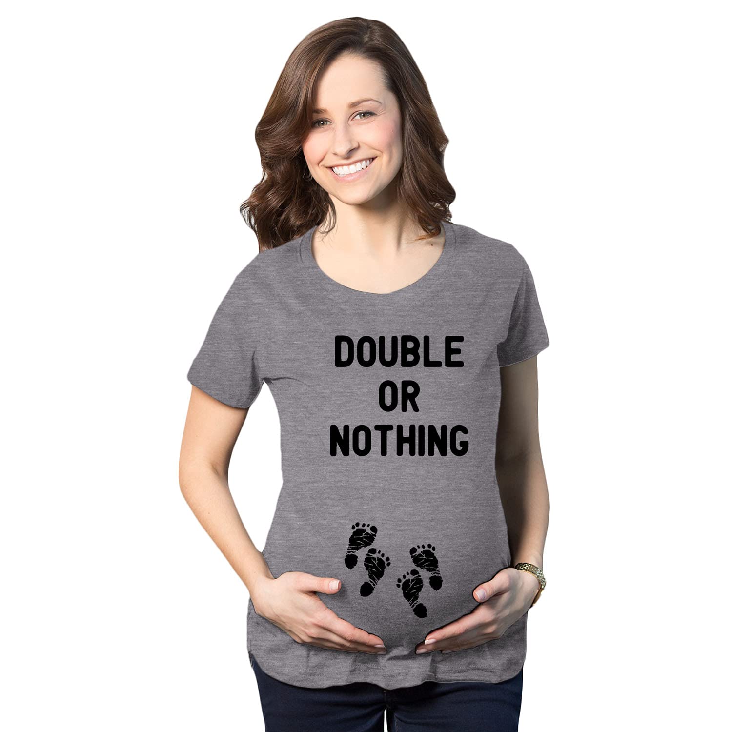 Funny Maternity T-Shirt for Twin Pregnancy Announcement - Double or Nothing Graphic Tee - Perfect for Baby Showers & Gender Reveal Parties